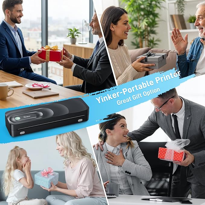 Portable A4 Thermal Printer | 3 Rolls Thermal Paper & 2 Folding Papers Included | Inkless Bluetooth Printer w/Carry Case, Supports 8.5"x11" US Letter, Cellphone APP Compatible for Travel