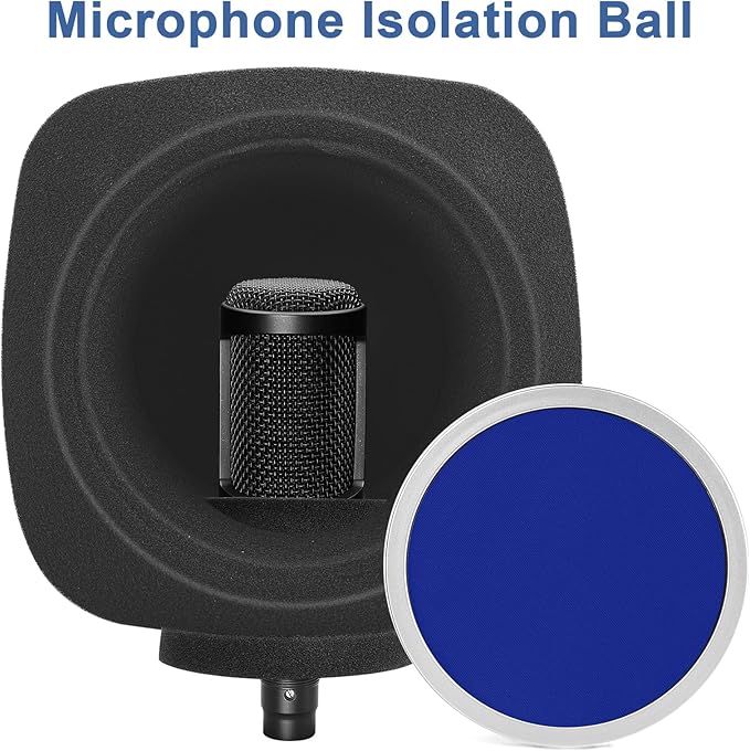 Microphone Isolation Ball, Microphone Isolation Shield Pop Filter for Microphone for Noise and Reflection Reduction, Sound-Absorbing Foam Cover for Recording Studios, Singing, Live Stream