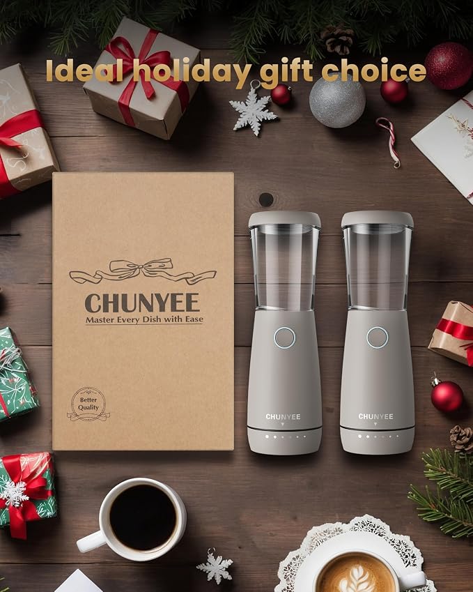 Electric Salt and Pepper Grinder Set - Automatic Stainless Steel Rechargeable Salt and Pepper Grinder Set with Storage Base, Large Capacity, LED Light & Adjustable Coarseness, Ideal Kitchen Gadget