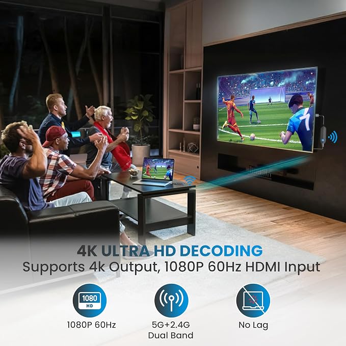 iShare Pro Kit All-in-One Wireless HDMI Transmitter and Receiver, Premium Carbon Fiber Design, 4K Decoding 1080P 60Hz, 328ft Long Range, Includes Adapters for Drones Cameras MacBook