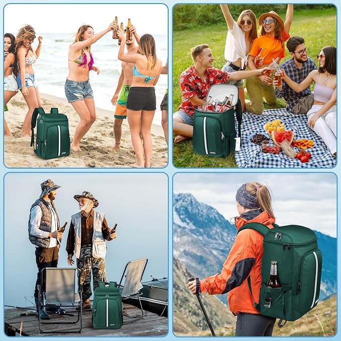 Cooler Backpack for Women Men,Insulated Backpack Cooler Leakproof Double Deck Work Lunchboxes Cooler Bag,Hot and Cold Thermal Backpack with Reflective Stripes