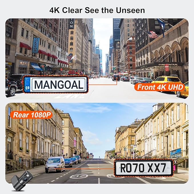 Mangoal Front 4K & Rear 1080p Dash Cam Custom for Ford F150 2015-2020 F250/F350/F450 Super Duty 2017-2019 XLT Lariat King Ranch Raptor Limited Platinum Accessories (Model C), WiFi, App, 128GB Card