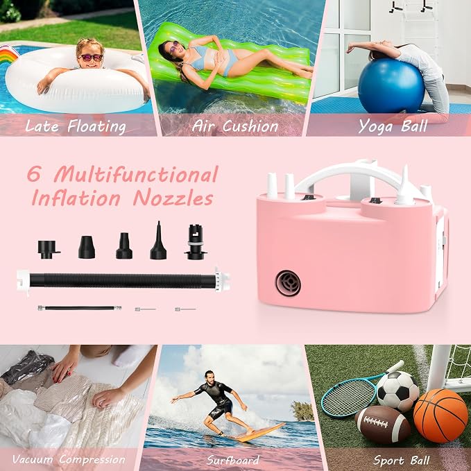 4-in-1 Balloon Pump Electric Balloon Pump Inflador De Globos Electrica Sports Balls Pump for All Balloons Latex Foil 260q Mylar Balloon, Air Cushion Pool Float Yoga Ball Inflator Balloon Machine