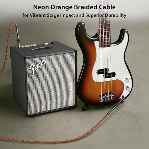 AA AUDIO ACCESSORY Pro Series Guitar Cable 6 ft, Gold-Plated Neutrik REAN Connector, 18 AWG 99.99% OFC, Low Capacitance Straight to Right Angle 1/4 Inch Instrument Cable for Fender Ernie Ball Mogami