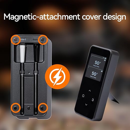 Wireless Meat Thermometer with Stable Bluetooth Connection, 2 Multi-Sensor Probes, ±1°F Accurate Digital Food Thermometer with App Control, Rechargeable, IP67 Waterproof for BBQ, Grill, Smoker & Oven