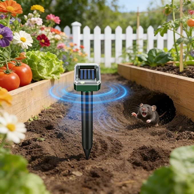 Solar Mole Repellent 10 Pack Sonic Gopher Repellent Vole Sanke Chaser Mole Deterrent Sonic Spikes Repellent Ultrasonic Pest Control Outdoor Keep Moles Out of Yard Lawn