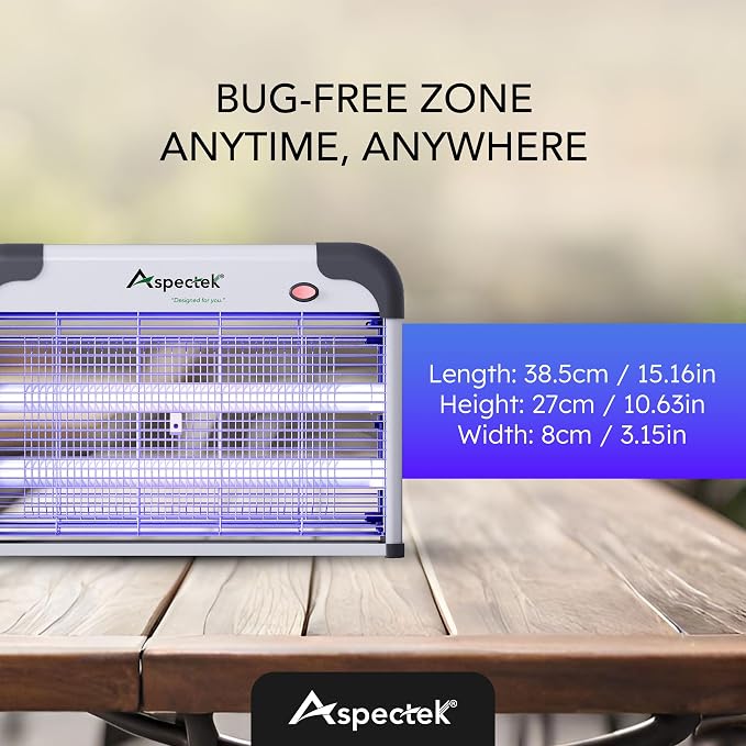 ASPECTEK 20W Electric Bug Zapper, High Voltage Mosquito and Fly Killer, Heavy Duty 360° Gnat Trap for Indoor, Bedroom, Covered Patios, Farm, BBQ and Greenhouse, Includes 2 Replacement Bulbs