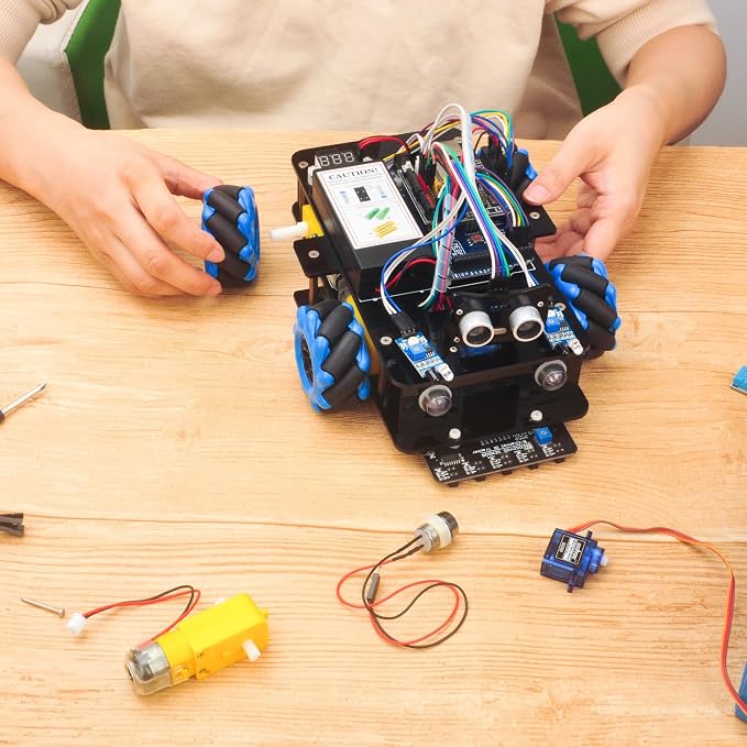 Mecanum Wheels Robot Car Kit for Arduino Mega2560 STEM Remote Controlled DIY Coding Learning & Programming Kit Omni Directional (for arduino)