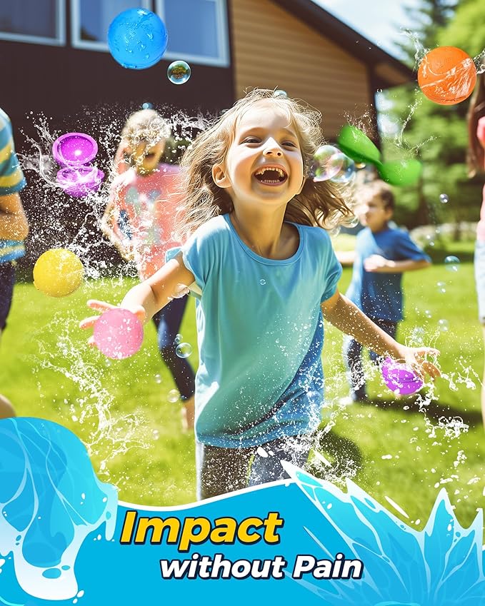 Tlitlimom 20Pcs Reusable Water Balloons, Summer Toy Water Toy for Boys and Girls, Pool Beach Toys for Kids ages 3-12, Outdoor Activities Water Toys Self Sealing Water Splash Ball for Fun