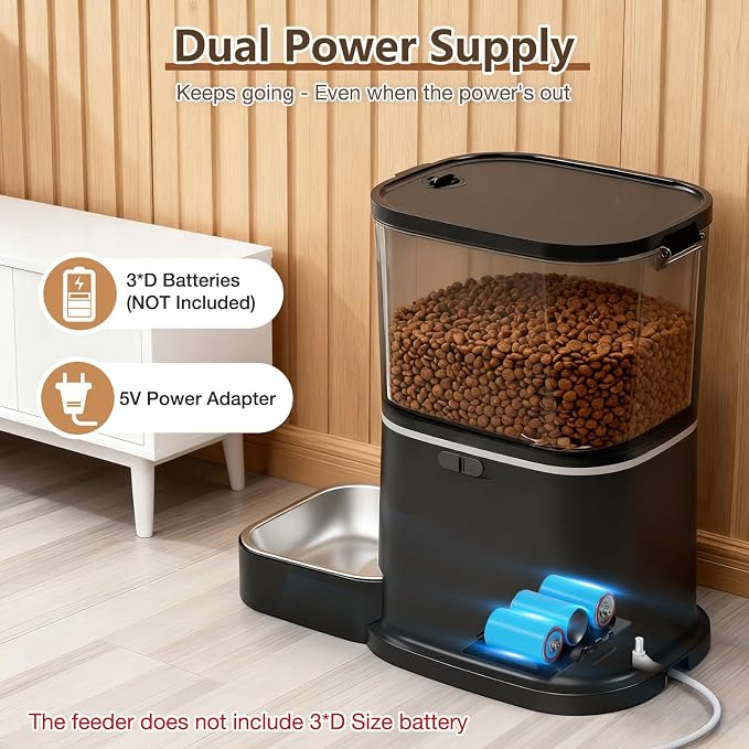 Automatic Cat Feeder with Camera, 5G WiFi Smart Pet Feeder with 2-Way Video/Audio, 45° Adjustable Angle, Night Vision, 5L Cat Food Dispenser for Cats & Small Dogs with APP Control for Vacation & Work