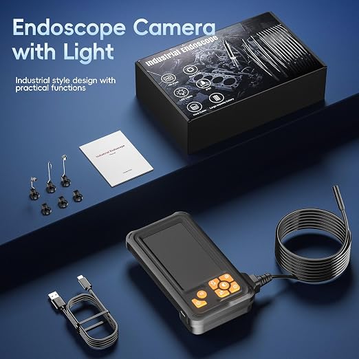 32.8FT Endoscope Camera with Light, 1080P HD Borescope Inspection Camera with 8 LED Lights, IP67 Waterproof Sewer Tools Snake Camera with 4.3" IPS Screen, 32.8Feet Semi-Rigid Cable for Father's Day