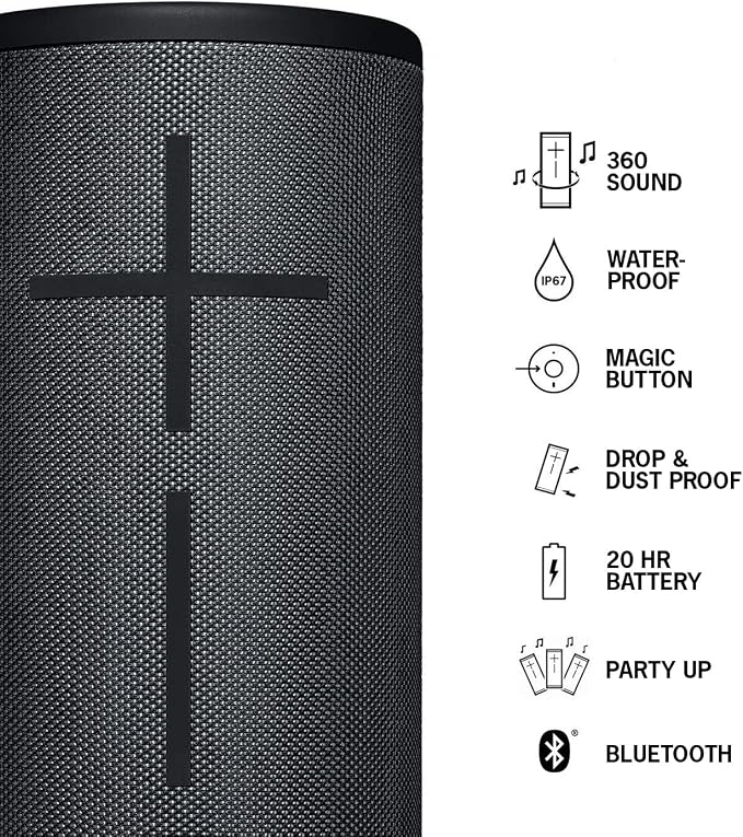 Ultimate Ears MEGABOOM 3 Portable Bluetooth Wireless Speaker (Waterproof) Night Black (Renewed)