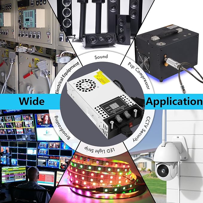 Adjustable 0-12V Power Supply 50A 600W, 110V AC to DC 0-12V Buck Converter 0-50A 600W Switching Power Supply with LCD Display Adjustable Voltage Current 12V 50A Transformer SMPS