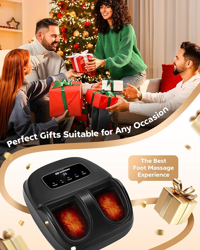 EaseZen Foot Massager Machine with Heat, Shiatsu Foot Massager with Remote, 2026 Upgraded Deep Kneading, for Plantar Fasciitis, Neuropathy, Birthday Gifts for Women Mom Men Dad, Up to Foot Size 14