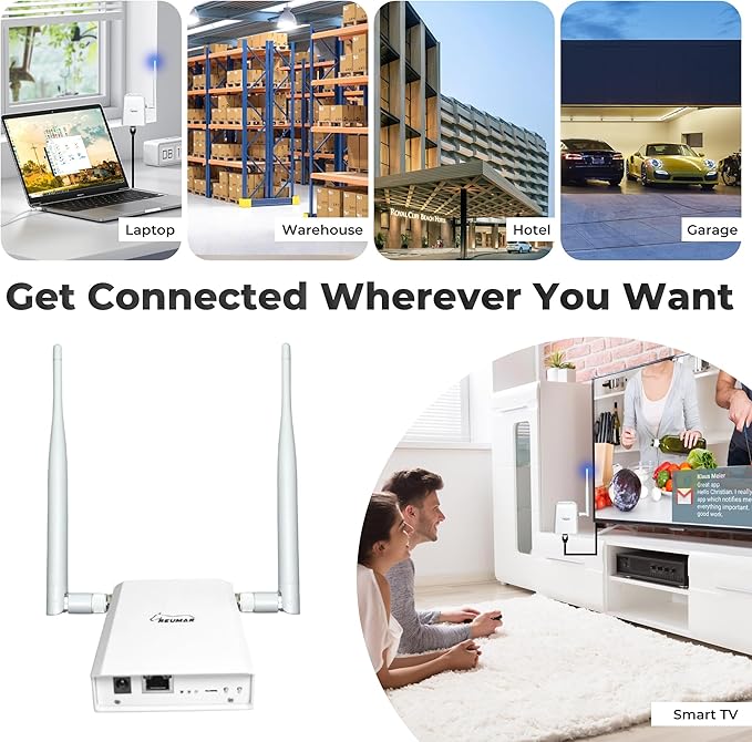 Wi-Fi HaLow Dongle WiFi Extender Signal Booster Wireless Bridge 802.11ah Network Booster Long Range Wireless Access WiFi Extender Ethernet Bridge Repeater (AP+STA Pair Set)