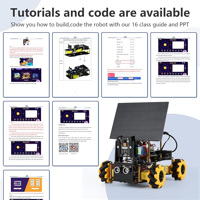 4-in-1 ESP32 Smart Camera Solar Robot Car, 4WD Remote Control Car Robotics Kit for 8-12 12-16+ Kids Teens, Electronics Programming STEM Toy Science Coding Kit Compatible with Arduino/Scratch/Phython