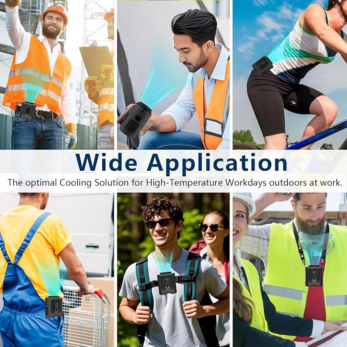 Gewanolla Portable Waist Fan, 4 Speeds 13000RPM Strong Airflow, belt fan with up to 22H of Working Time, Hands-Free Neck Fan, Rechargeable Wearable Personal Fan for Outdoor, Hiking,Jobsite, Farms