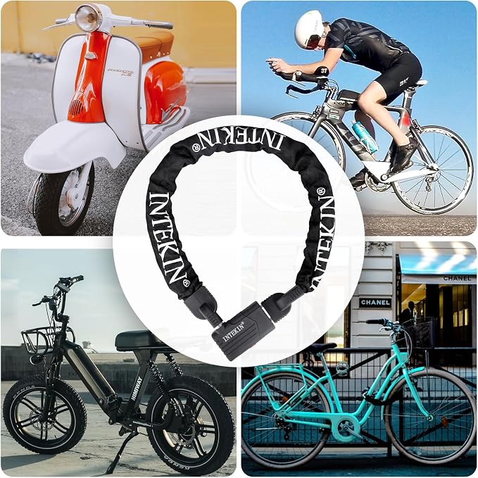 Bike Chain Lock 3FT/4FT/5FT Heavy Duty Bike Lock Anti-Theft Bicycle Chain Lock 8mm/10mm Thicker Bicycle Lock Chain Bike Lock with 3 Keys for Bike, Motorcycle