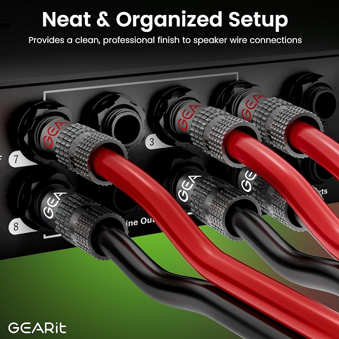 GEARit Banana Plugs for Speaker Wire 6 Pairs, Closed Screw Type Pin Plugs, 24K Gold-Plated Speaker Connectors for 12 AWG to 20 AWG Wires, Banana Pins for Home Theater & Audio Systems