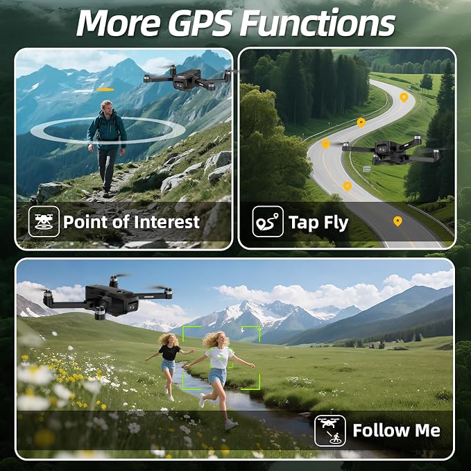 GPS Drone with EIS 1080P Camera, 4.5" FPV Screen, 5GHz Transmission Foldable Drone with Brushless Motor, Auto Return Follow Me & 32G SD Card, Gesture Control, Al Track&Orbit Mode for Adults/Kids/Beginners