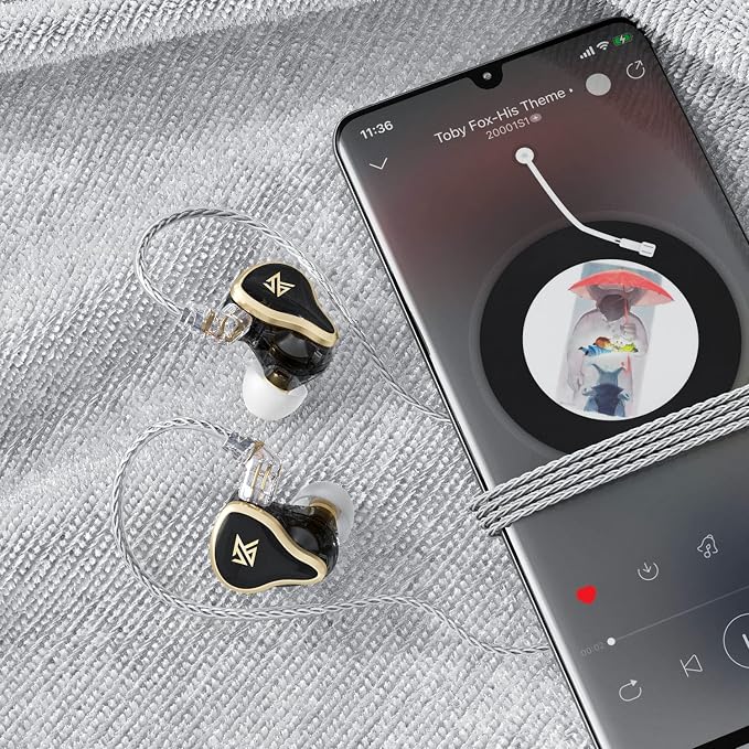 KZ ZAS in-Ear Headphones Wired Earbuds, IEM Headphones, 8-Unit Hybrid High-Frequency 7BA+ 1DD HiFi Stereo Sound Earphones Noise Cancelling Earbuds(with Mic,Black)