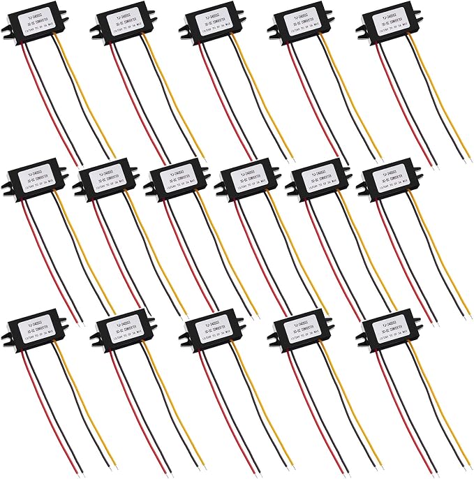 Weewooday 1 Piece Direct Current Converter 12v to 5v 3a 15w Buck Converter Module, Reduced Voltage Regulator Car Power Output Power Adapter, Wire Interface