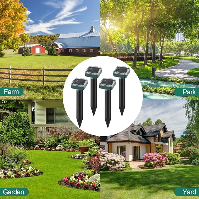 Mole Repellent for Lawns 8 Pack, Solar Powered Mole Repeller Ultrasonic Gopher Repellent, Outdoor Waterproof Vole Vibration Stakes,Sonic Gopher Deterrent Yard for Rodent Groundhog Snake Chipmunk