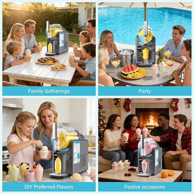 Ice Cream Machine Frozen Drink Maker, Slushie Machine for Home - Slushy Machine Maker No Ice Needed Self Cleaning, 5 Preset for Soft Serve Ice Cream, Slushie, Margarita, Frappรฉs, Milkshake