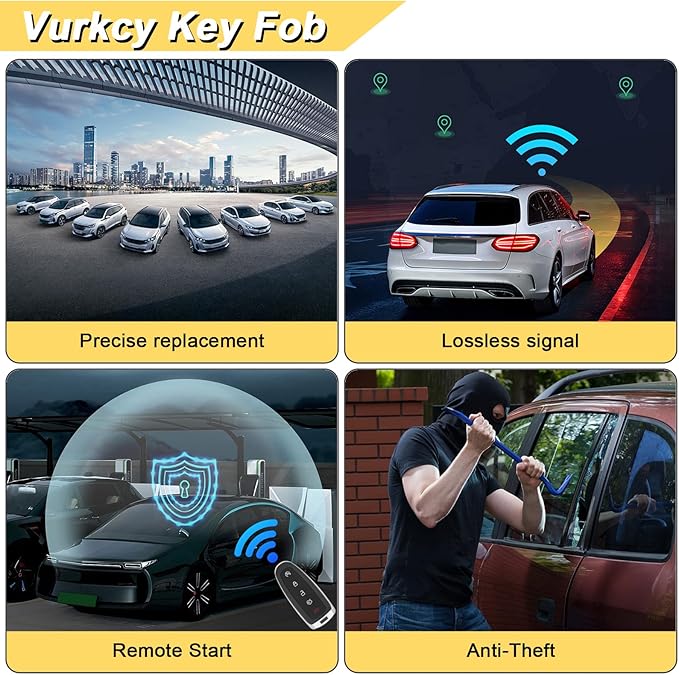 Vurkcy Key Fob Replacement for 2014-2020 Chevrolet Silverado & GMC Sierra/ 15-21 Chevy Colorado &GMC Canyon Car Keyless Entry Remote Control, M3N-32337100, 4 Btn
