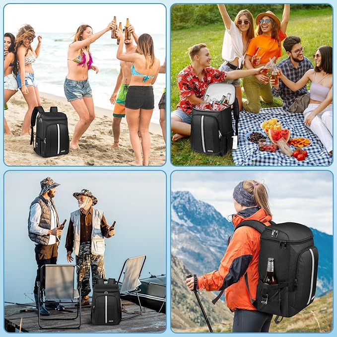 Cooler Backpack for Women Men,Insulated Backpack Cooler Leakproof Double Deck Work Lunchboxes Cooler Bag,Hot and Cold Thermal Backpack with Reflective Stripes