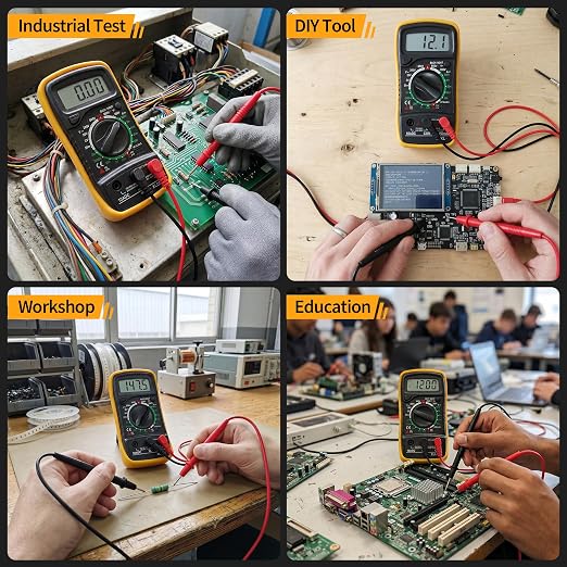 Digital Multimeter, Manual-Ranging, 600V AC/DC Voltage Tester, Tests Batteries, Current, Resistance, Diodes, and Continuity, Black