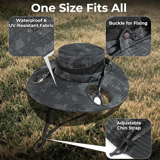 AMACOOL Bucket Hat Fan, Gifts for Him Father Dad Husband, Fishing Essentials for Women Men Camping Hiking Beach Gardening