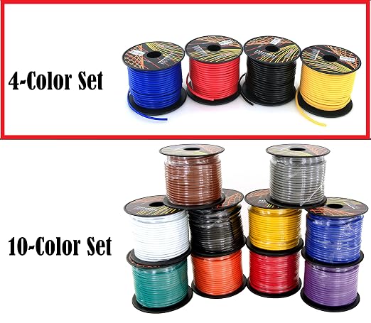 GS Power 400ft CCA 14 Gauge Wire Automotive, 100ft Spool, 4 Colors, 14 AWG 12v, Speaker Electrical Wire Low Voltage Primary for Car Stereo Audio Trailer Harness Hookup Wiring DIY