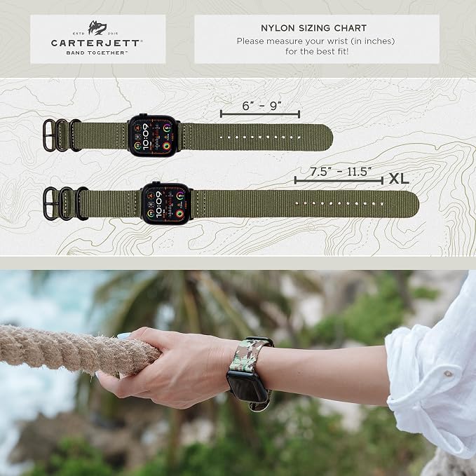 Hiking Trail Nylon Band | The Original Rugged Compatible with Apple Watch Band for Men & Women - Soft, Breathable, Woven Water-Resistant Nylon Mens iWatch Strap | Fits Ultra 3 2 1, Ultra 49mm & All Series 46mm 45mm 44mm (Stealth Camo)