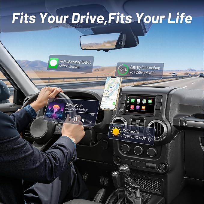 Car Phone Holder for Jeep Wrangler (2011-2016 2017),Magsafe Car Mount Charger,Magnetic Phone Holder,15W Wireless Charging,Dashboard Phone Holder,360° & Hands Free,2015 Wrangler Interior Accessories