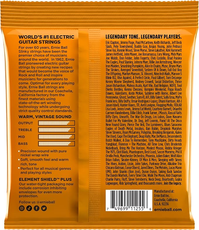 Ernie Ball Hybrid Slinky Classic Pure Nickel Electric Guitar Strings 3-pack, 9-46 Gauge (P03252)