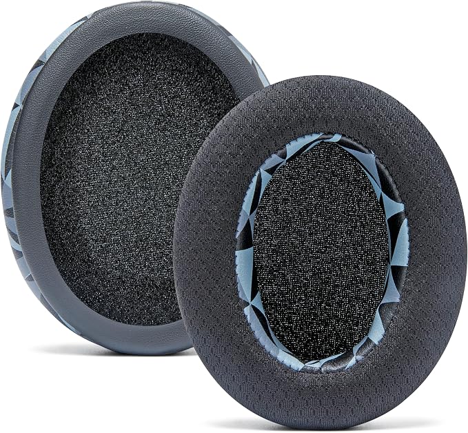 WC Freeze for Arctis Nova - Hybrid Fabric Cooling Gel Replacement Earpads for Arctis Pro Wired, 7, 5, 4, 3, 1 - Made by Wicked Cushions (Does Not Fit Pro Wireless) | Geo Grey