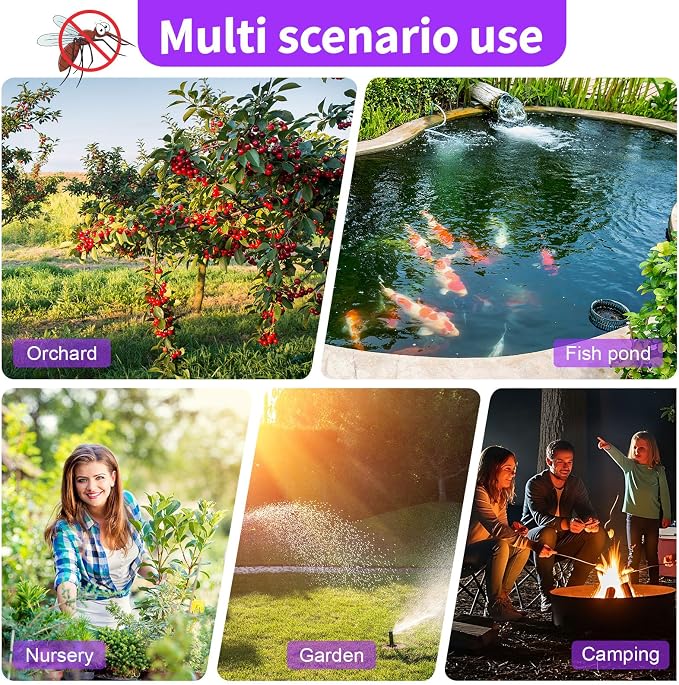4 Pcs Solar Bug Zapper Outdoor Waterproof Mosquito Repellent Light Solar Power Fly Killer Lamps for Moths, Gnats, Fly, Small Flying Insect Backyard Garden Lawn (Plastic,Purple & Colorful Light)