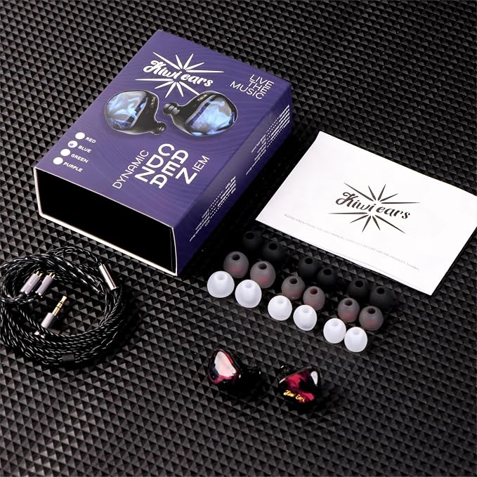 Linsoul Kiwi Ears Cadenza 10mm Beryllium Dynamic Driver IEM 3D Printed with Detachable Interchangeable Plug 0.78 2pin 3.5mm IEM Cable for Musician Audiophile (Red)