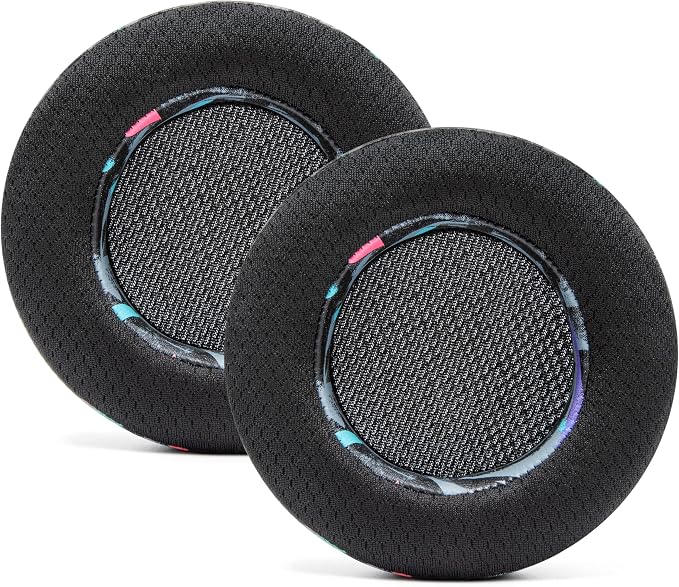WC Freeze Virtuoso - Hybrid Fabric Cooling Gel Replacement Earpads for Corsair Virtuoso Gaming Headset, Made by Wicked Cushions, Improved Durability, Thickness and Sound Isolation |90's Black