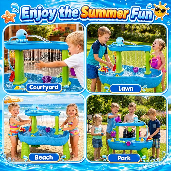 Upgraded Octopus Water Table Pump with Huge Water Output, 3H Non-Stop Fun for Step 2, Rechargeable Water Pump for Water Table, Water Table Accessories for Kids, Toddlers Summer Water Toys (Pump Only)