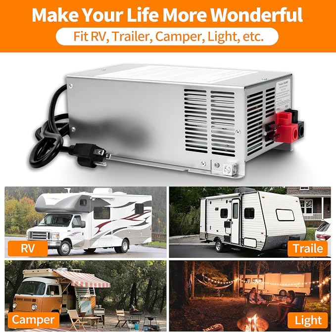 ππ©π π«πππ WF-9875-AD 75 Amp RV Power Converter Charger, Replace for RV Camper WF-9800 Series, WF-9875, WF-9875-AD, for Lead-Acid/Lithium Battery Three-Stage Charge Rv Converter 75 Amp
