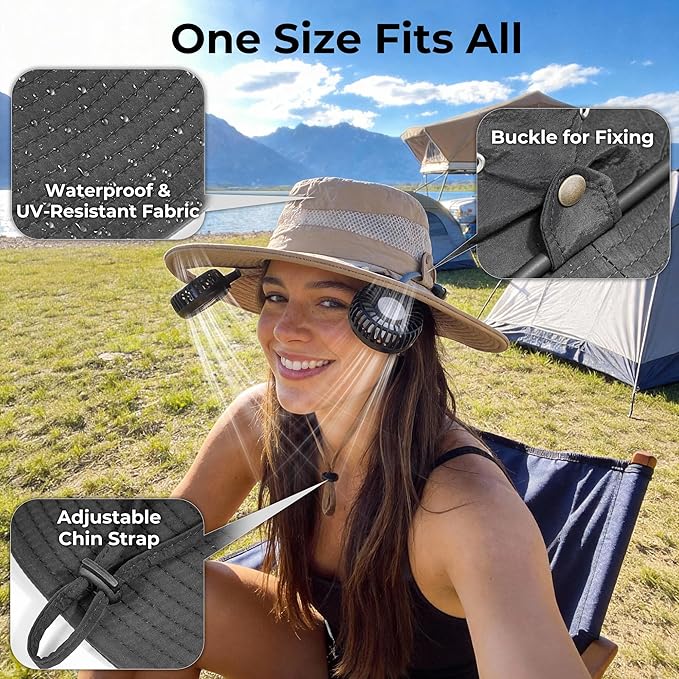 AMACOOL Bucket Hat Fan Pro, Gifts for Father Dad Husband, Fishing Essentials for Women Men, Camping Hiking Beach Gardening