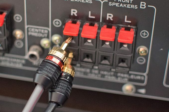 Deadbolt Flex Pin Banana Plugs for Spring Loaded Speaker Terminals, 6 Pairs Gold Plated Plugs
