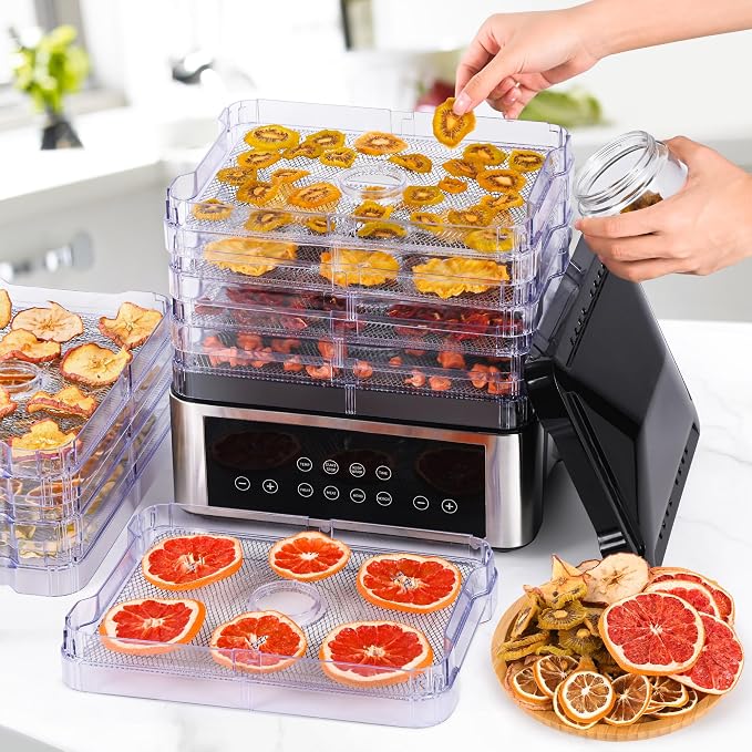 Food Dehydrator Machine, 8 Stainless Steel Trays Food Dehydrator with 48H Digital Adjustable Timer & Temperature Control, Dehydrators for Jerky, Fruit, Veggies, Meat, Herbs, Dog Treats
