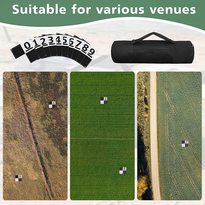 10 Pcs Drone Ground Control Point GCP, 50 Pcs Metal Fixing Stakes with Storage Bag, UAV Aerial Target for Mapping & Surveying, Black/White Markers(Grid Numbered Plaid)
