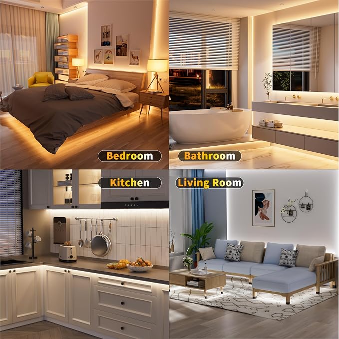 MIWISE COB LED Strip Light, 2700K-6500K All Color in One Tunable White LED Tape Lights Dimmable UL-Listed, APP Control Music Mode, for Under Cabinet, Bedroom, Kitchen, Shelves, Ceiling DIY, 16.4ft