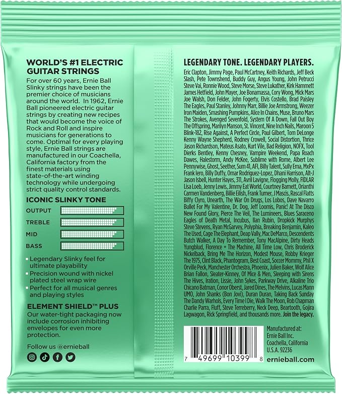 Ernie Ball Hyper Slinky Nickel Wound Electric Guitar Strings, 8-42 Gauge (P02229)