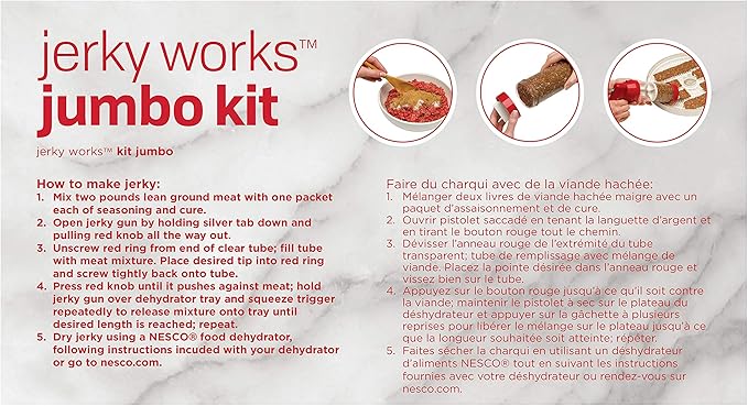 Nesco FD-79 Snackmaster Pro Digital Food Dehydrator for Snacks, Fruit, Beef Jerky, Meat, Vegetables & Herbs, Gray, 4 Trays & Jumbo Works Beef Jerky kit, 1, Red