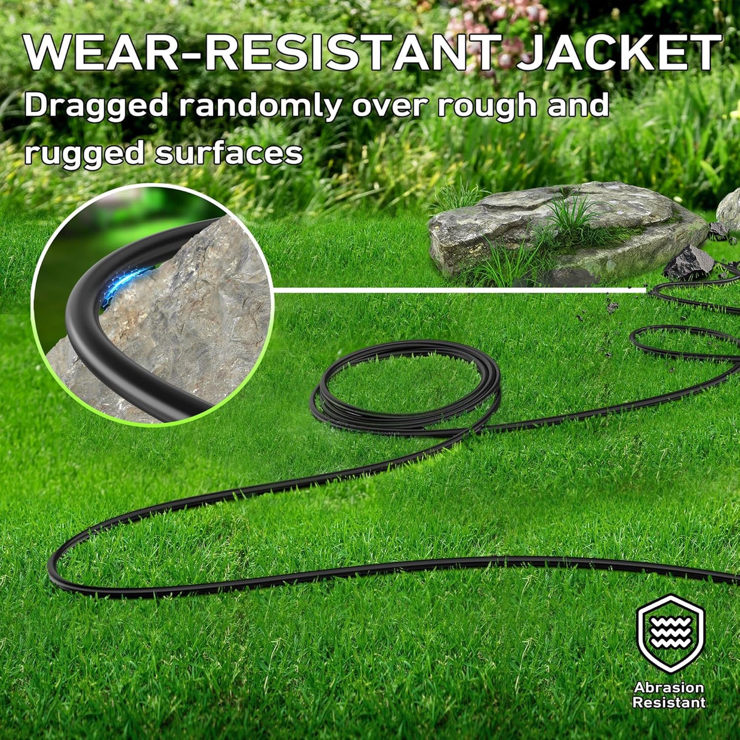 LUCKY TL Indoor Outdoor Extension Cord, 16/3 Gauge Black Long Extension Cord 25ft, Waterproof Flexible Case, Made of Pure Copper, 13A 1625W 16AWG SJTW, 3 Prong Heavy Duty Wire, ETL